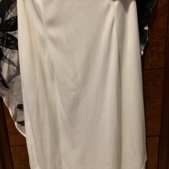 Cashe blk/white floral beaded fringe flow dress - Picture 6 of 14